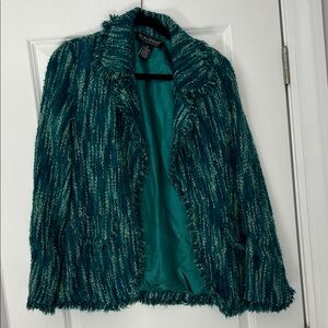 Dialogue Teal and Green Textured Jacket